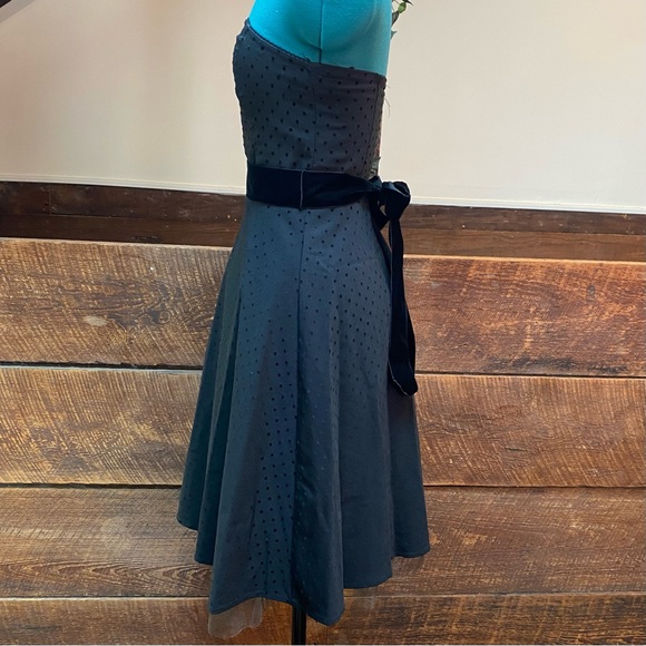 Rampage Gothic Strapless Sundress w/ Velvet Ribbon Belt & Polka Dots Vintage Y2K - Picture 5 of 11